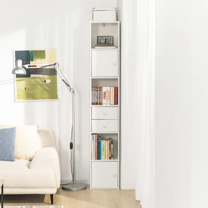 Vorverkauf | SoBuy | Bücherregal mit Schubladen | Bücherschrank | Standregal Holz | STR10-W