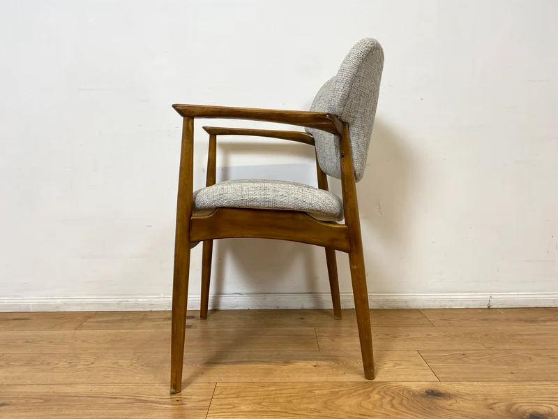 WMK I Skandinavischer Mid-Century Designer Sessel von Ejnar Larsen & Aksel Bender für Fritz Hansen mit Wollbezug & Teakholz Rahmen