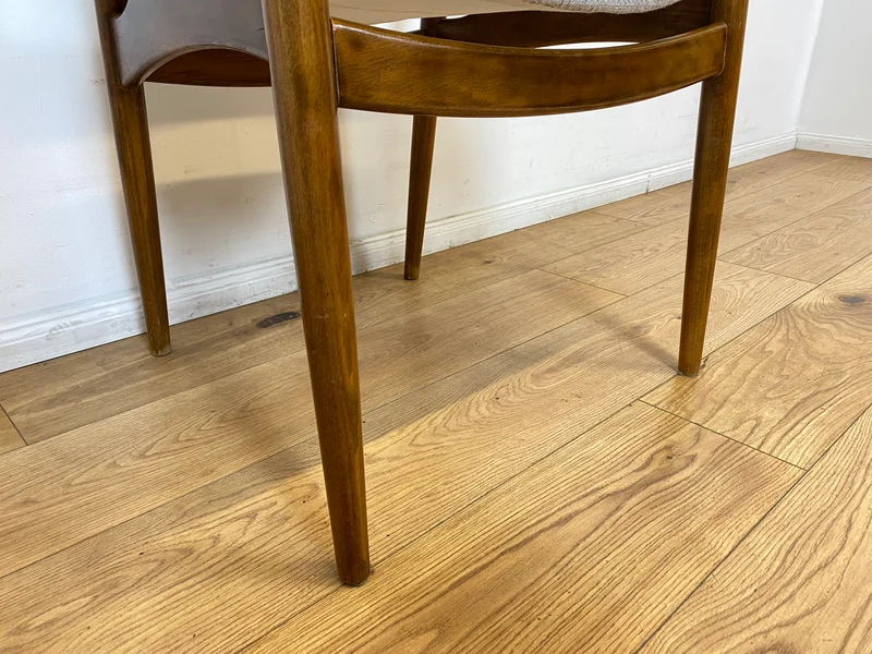 WMK I Skandinavischer Mid-Century Designer Sessel von Ejnar Larsen & Aksel Bender für Fritz Hansen mit Wollbezug & Teakholz Rahmen