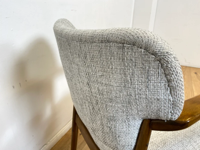WMK I Skandinavischer Mid-Century Designer Sessel von Ejnar Larsen & Aksel Bender für Fritz Hansen mit Wollbezug & Teakholz Rahmen
