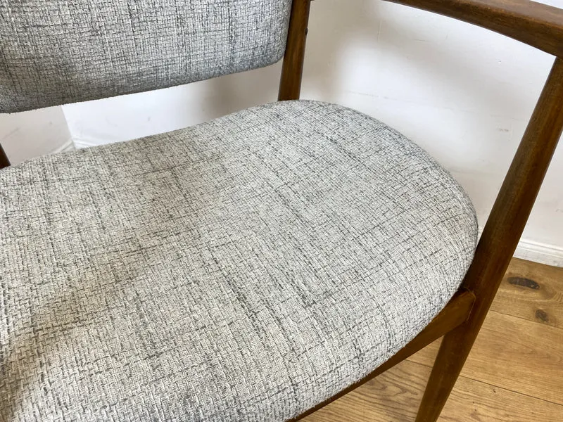 WMK I Skandinavischer Mid-Century Designer Sessel von Ejnar Larsen & Aksel Bender für Fritz Hansen mit Wollbezug & Teakholz Rahmen