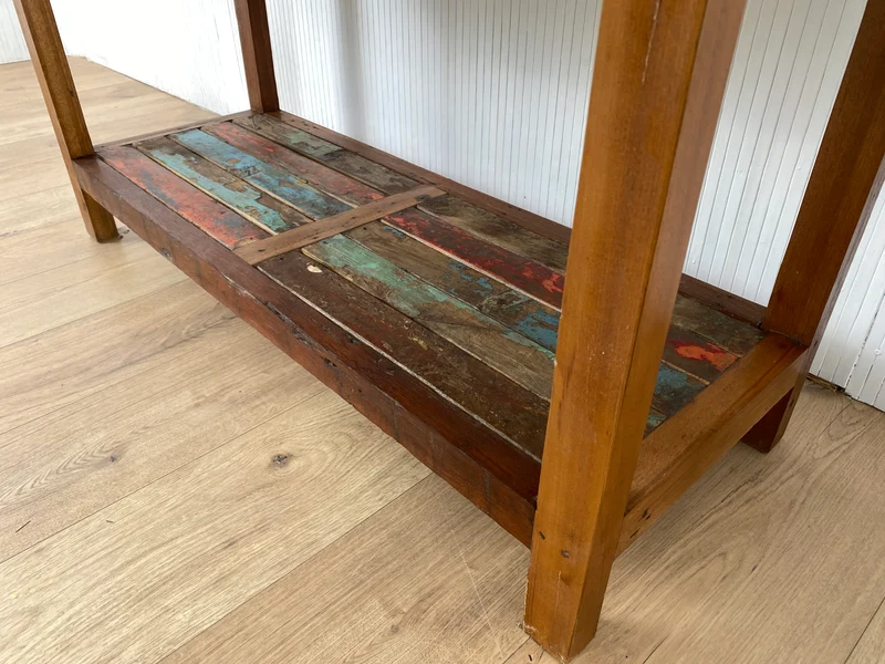 Boatwood by WMK # Besonders schönes, sehr stabiles und hochwertiges Regal aus altem Bootsholz, ein handgefertigtes Unikat aus massivem Teakholz