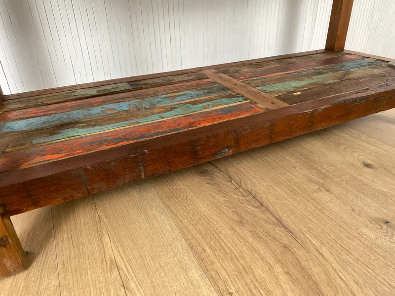 Boatwood by WMK # Besonders schönes, sehr stabiles und hochwertiges Regal aus altem Bootsholz, ein handgefertigtes Unikat aus massivem Teakholz