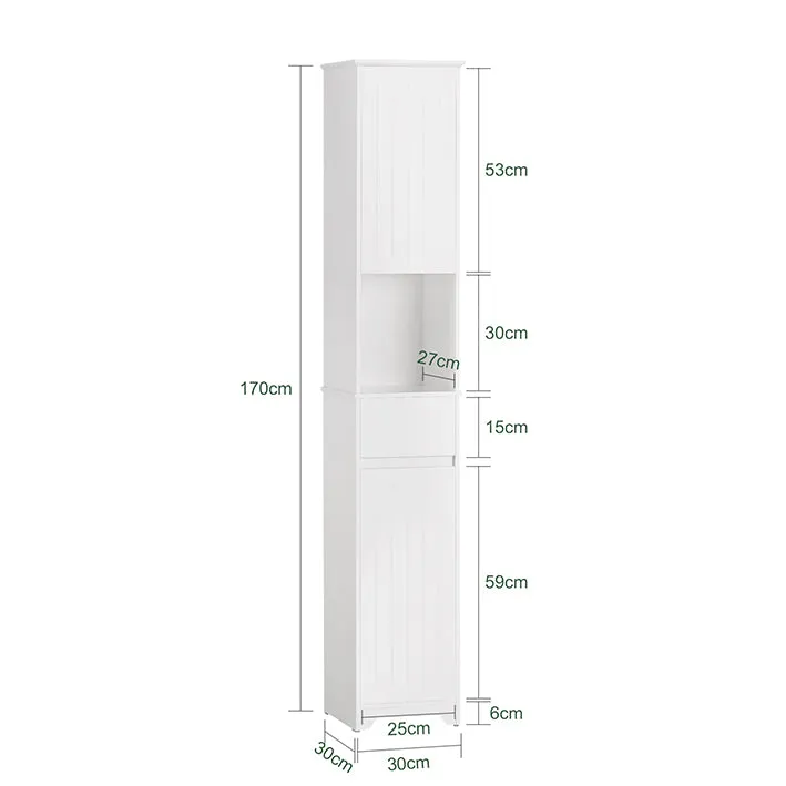 SoBuy | Hochschrank | Badschrank | Badregal | Badezimmermöbel | Weiß | BZR109-W