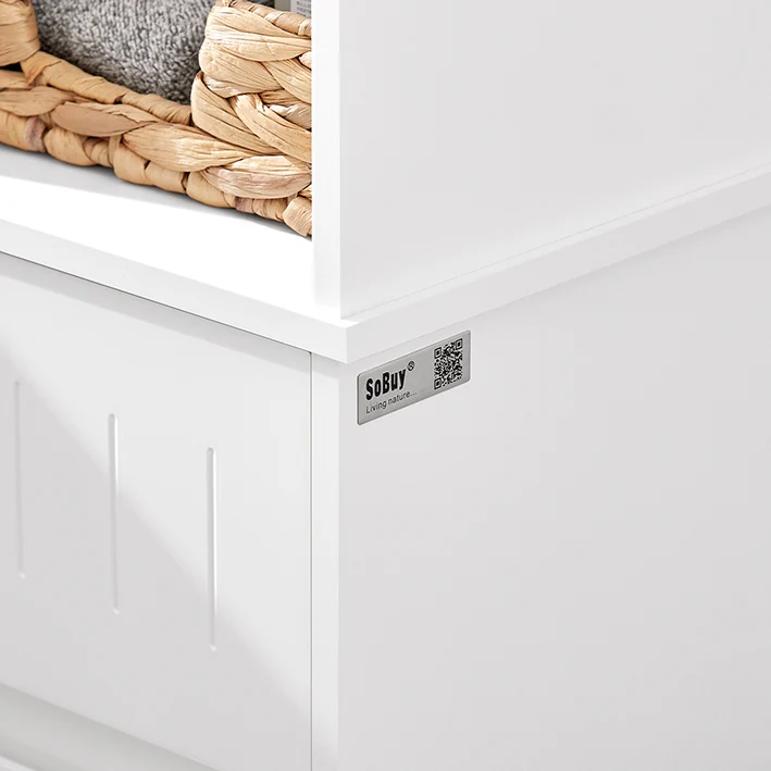 SoBuy | Hochschrank | Badschrank | Badregal | Badezimmermöbel | Weiß | BZR109-W