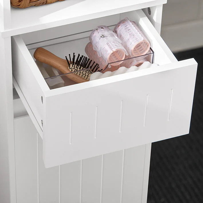 SoBuy | Hochschrank | Badschrank | Badregal | Badezimmermöbel | Weiß | BZR109-W