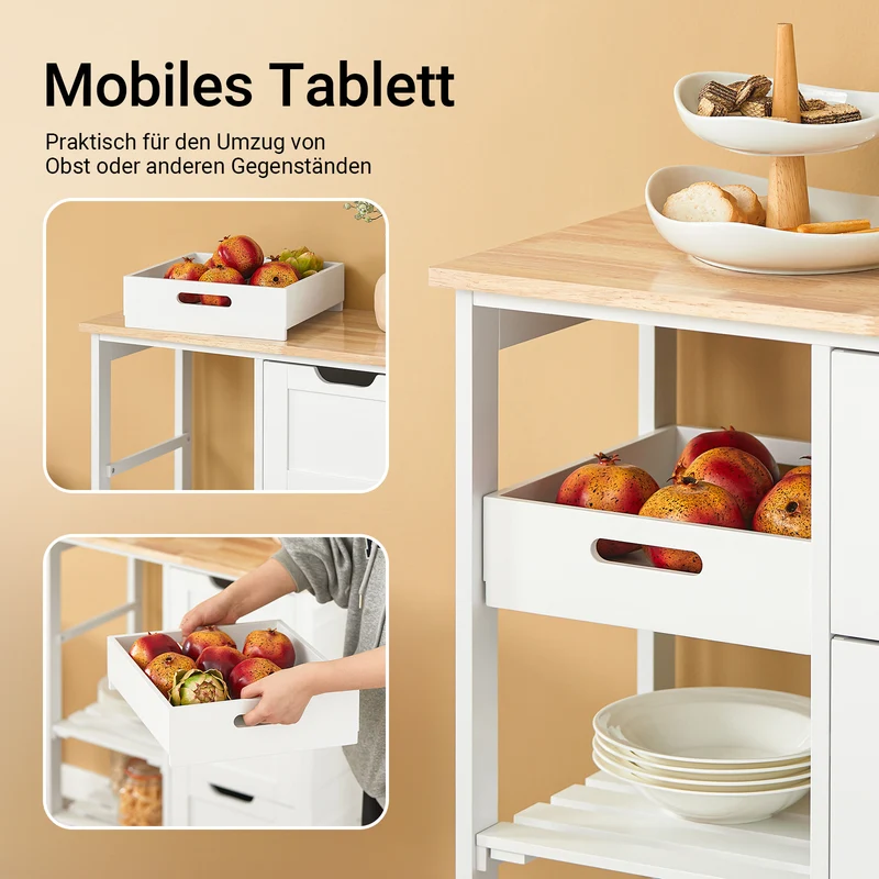 SoBuy | Servierwagen | Für Küche & Esszimmer | Weiß | 68x85x38cm | FKW79-W