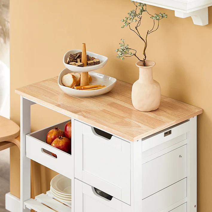 SoBuy | Servierwagen | Für Küche & Esszimmer | Weiß | 68x85x38cm | FKW79-W