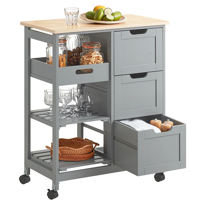 SoBuy Küchenwagen Servierwagen Für Küche, Esszimmer Hellgrau 67x84,5x37cm FKW79-HG