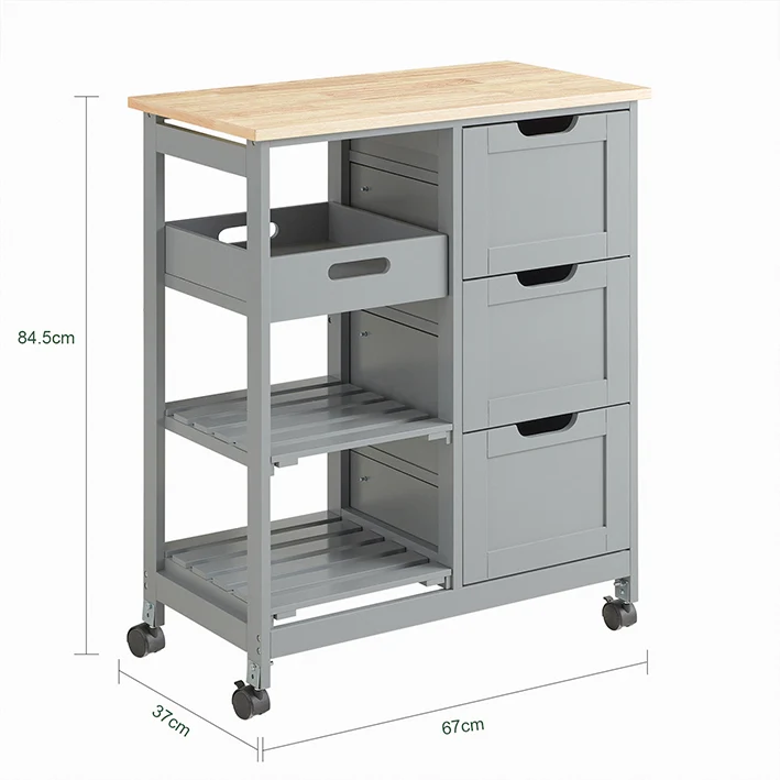 SoBuy Küchenwagen Servierwagen Für Küche, Esszimmer Hellgrau 67x84,5x37cm FKW79-HG