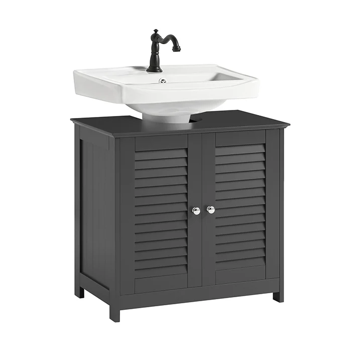 SoBuy | Waschbeckenunterschrank | Badezimmerunterschrank Dunkelgrau | FRG237-II-DG