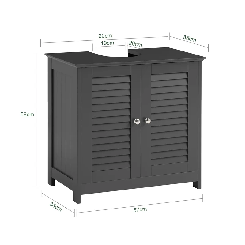 SoBuy | Waschbeckenunterschrank | Badezimmerunterschrank Dunkelgrau | FRG237-II-DG