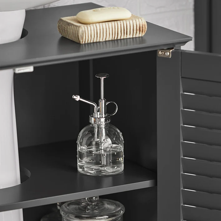 SoBuy | Waschbeckenunterschrank | Badezimmerunterschrank Dunkelgrau | FRG237-II-DG