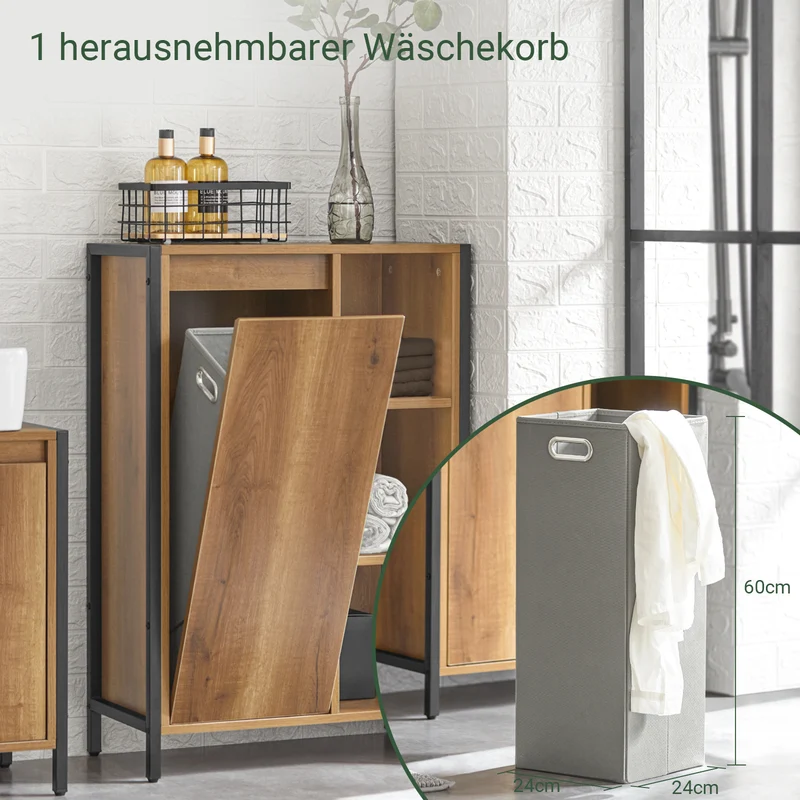 SoBuy | Wäscheschrank mit Wäschesäcken | Wäschesammler | Wäschekorb | BZR65-PF