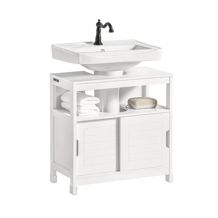 SoBuy | Waschbeckenunterschrank Weiß | Badezimmerschrank | Badmöbel Landhaus | FRG128-II-W