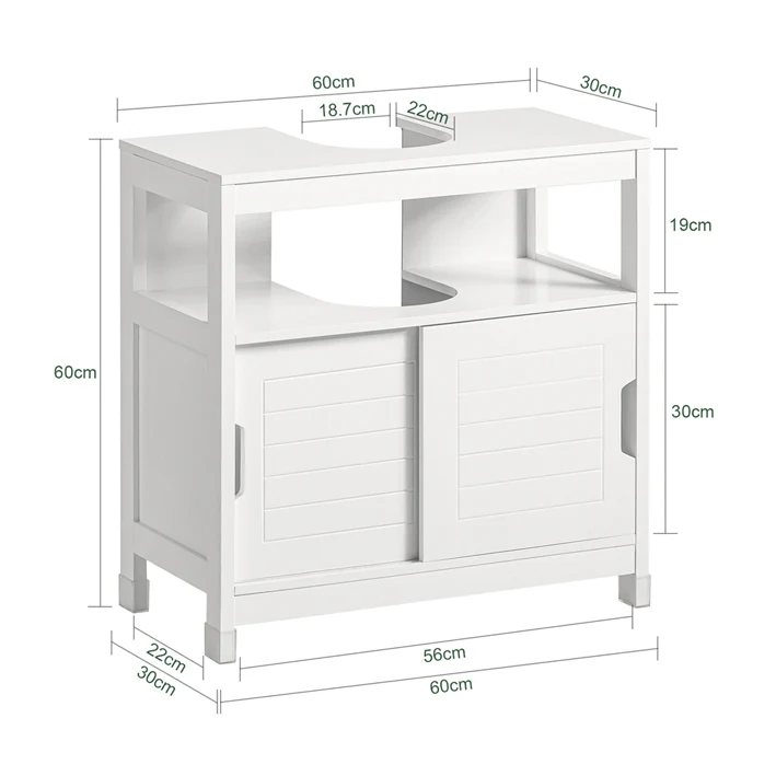 SoBuy | Waschbeckenunterschrank Weiß | Badezimmerschrank | Badmöbel Landhaus | FRG128-II-W