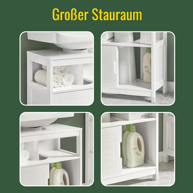SoBuy | Waschbeckenunterschrank Weiß | Badezimmerschrank | Badmöbel Landhaus | FRG128-II-W
