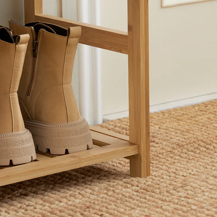 SoBuy | Schuhbank | Sitzbank mit Schuhregal | Breit 90cm Bambus | FSR47-N