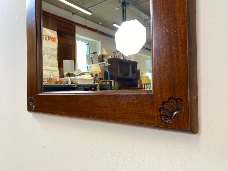 WMK I Großer & eleganter Vintage Spiegel im antikem Stil mit verziertem Holzrahmen in Nussbaum