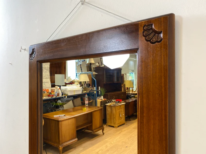 WMK I Großer & eleganter Vintage Spiegel im antikem Stil mit verziertem Holzrahmen in Nussbaum