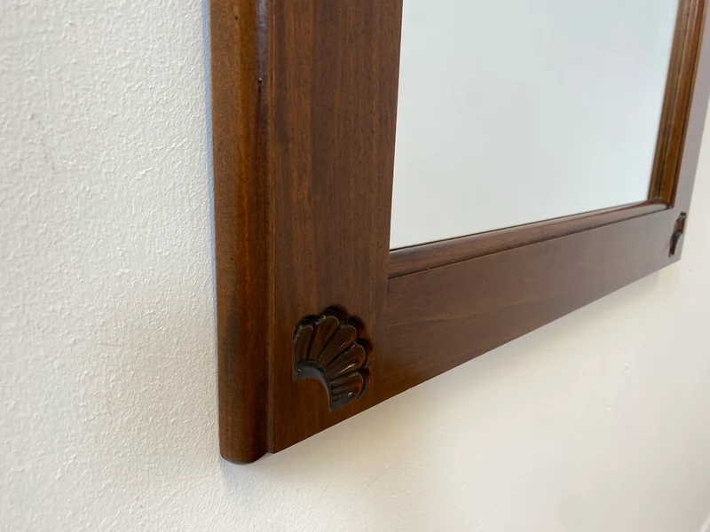 WMK I Großer & eleganter Vintage Spiegel im antikem Stil mit verziertem Holzrahmen in Nussbaum