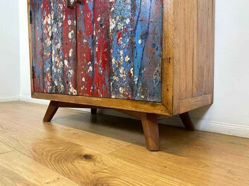 Boatwood by WMK # Besonders schöner Barschrank aus altem Bootsholz, ein handgefertigtes Unikat aus massivem Teakholz