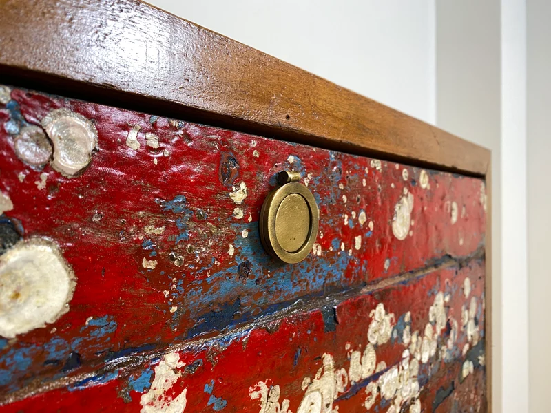 Boatwood by WMK # Besonders schöner Barschrank aus altem Bootsholz, ein handgefertigtes Unikat aus massivem Teakholz