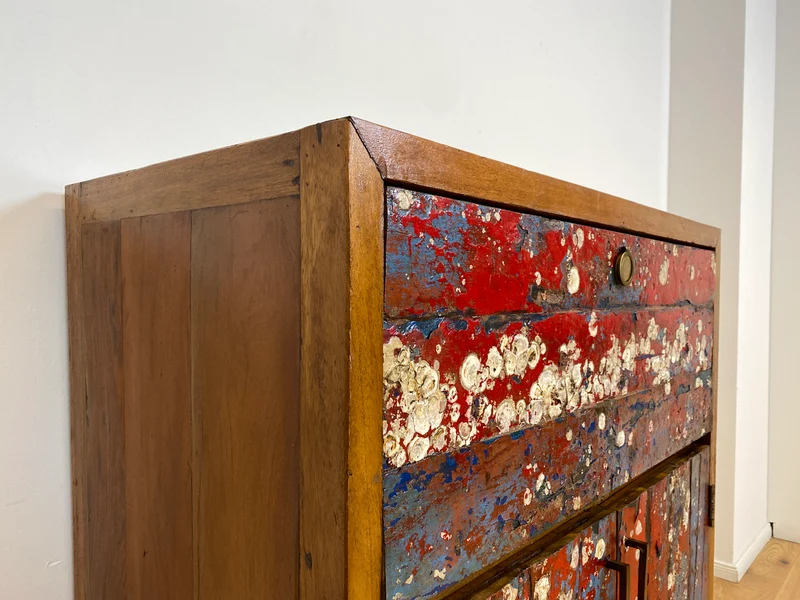 Boatwood by WMK # Besonders schöner Barschrank aus altem Bootsholz, ein handgefertigtes Unikat aus massivem Teakholz