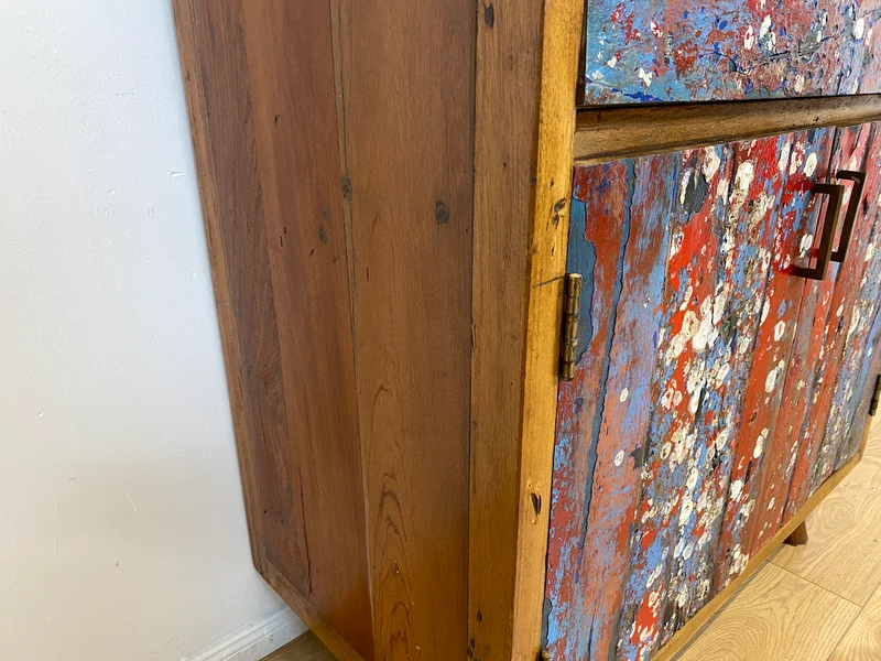 Boatwood by WMK # Besonders schöner Barschrank aus altem Bootsholz, ein handgefertigtes Unikat aus massivem Teakholz