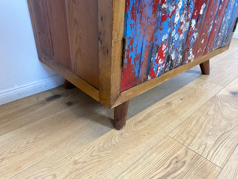 Boatwood by WMK # Besonders schöner Barschrank aus altem Bootsholz, ein handgefertigtes Unikat aus massivem Teakholz