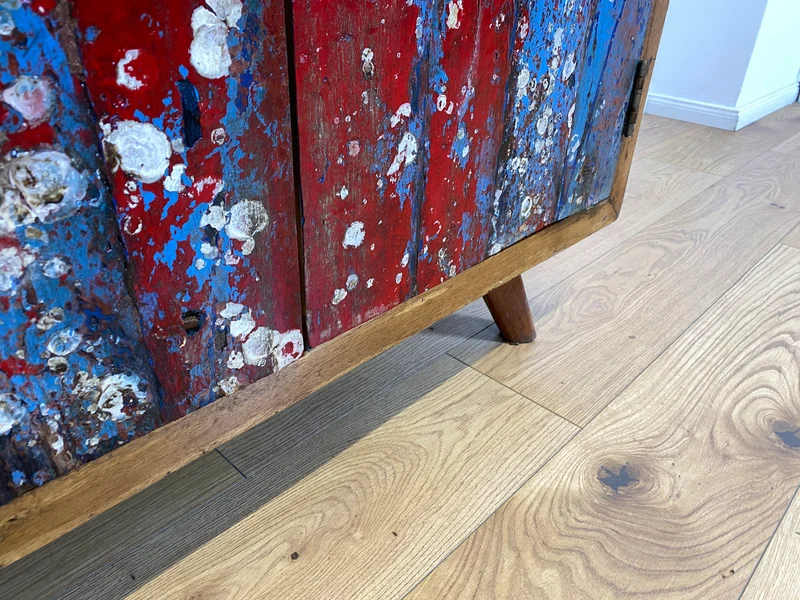 Boatwood by WMK # Besonders schöner Barschrank aus altem Bootsholz, ein handgefertigtes Unikat aus massivem Teakholz