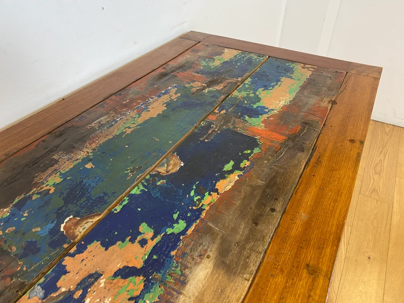 Boatwood by WMK I Schöner & robuster 130x60 Stehtisch handgefertigt aus altem Bootsholz