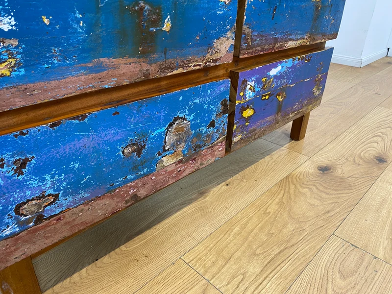 Boatwood by WMK I Besonders schöne handgefertigte Kommode aus altem Bootsholz mit 6 Schubladen