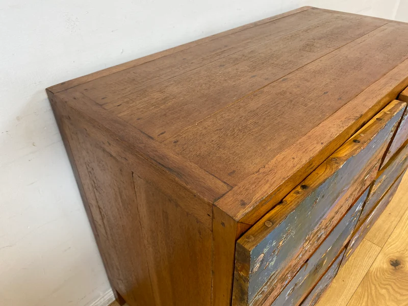 Boatwood by WMK I Besonders schöne handgefertigte Kommode aus altem Bootsholz mit 6 Schubladen