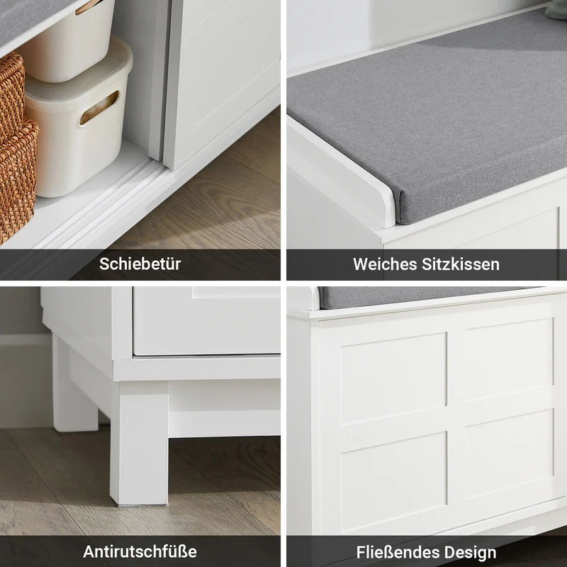 SoBuy | Sitzkommode | Sitzbank mit Stauraum | Schuhbank | Weiß | FSR86-W
