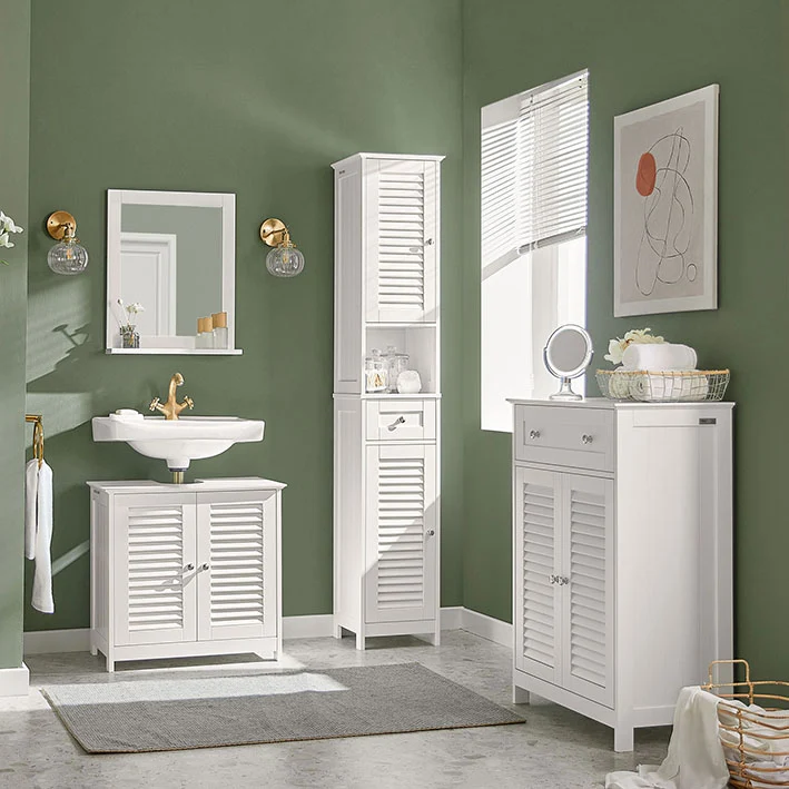 SoBuy | Waschbeckenunterschrank | Badezimmerunterschrank Weiß | FRG237-II-W
