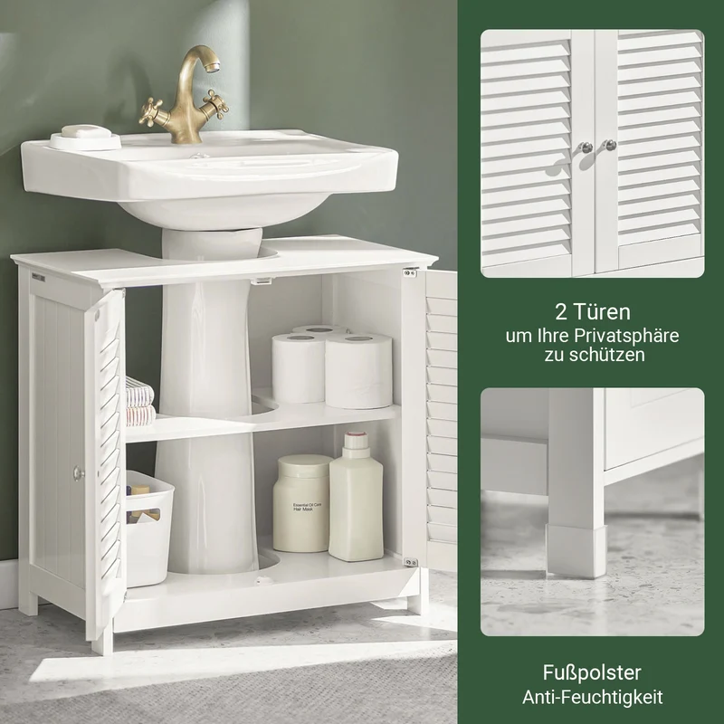 SoBuy | Waschbeckenunterschrank | Badezimmerunterschrank Weiß | FRG237-II-W