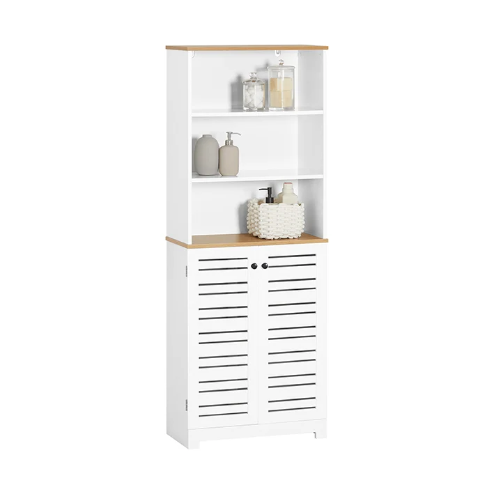 SoBuy | Badezimmer Hochschrank | Badschrank Weiß | Badezimmermöbel | BZR44-W
