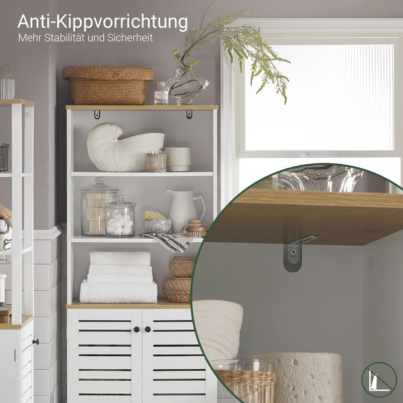 SoBuy | Badezimmer Hochschrank | Badschrank Weiß | Badezimmermöbel | BZR44-W