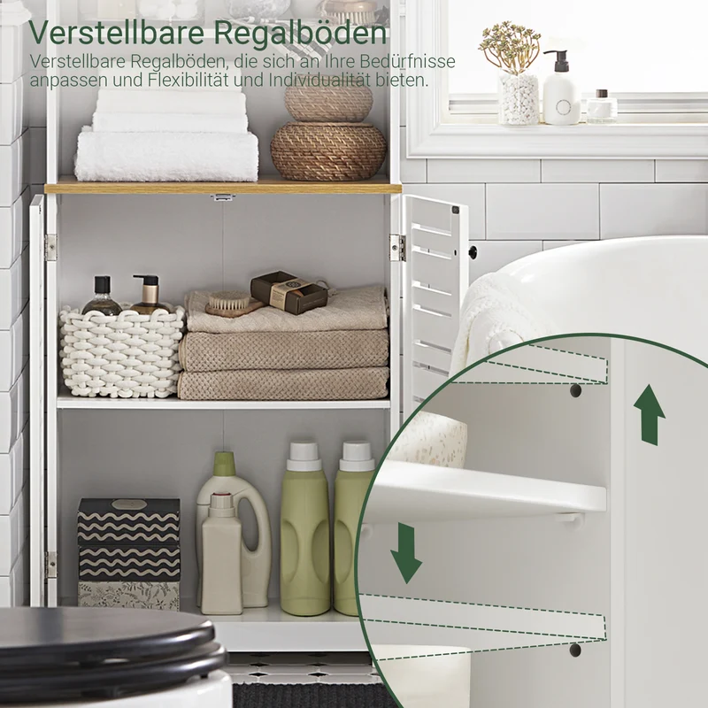 SoBuy | Badezimmer Hochschrank | Badschrank Weiß | Badezimmermöbel | BZR44-W
