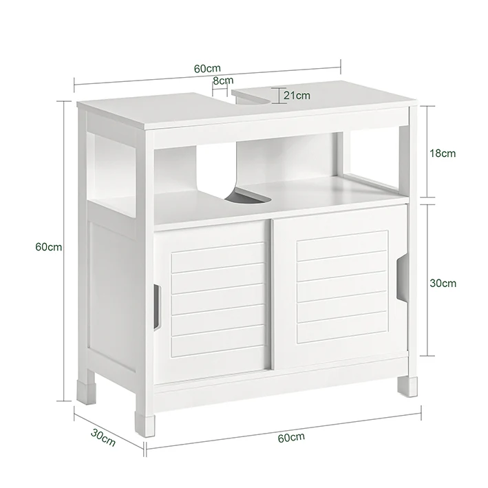 SoBuy | Waschbeckenunterschrank Weiß | Badezimmerschrank | Badmöbel Landhaus | FRG128-W