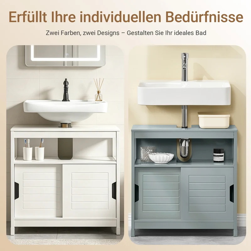 SoBuy | Waschbeckenunterschrank Weiß | Badezimmerschrank | Badmöbel Landhaus | FRG128-W