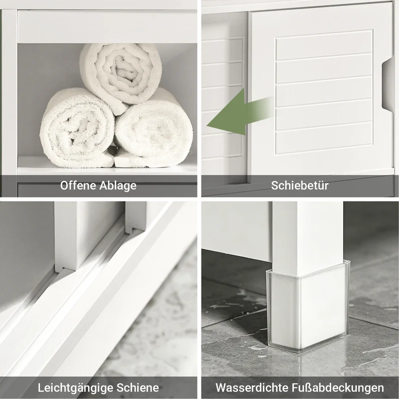 SoBuy | Waschbeckenunterschrank Weiß | Badezimmerschrank | Badmöbel Landhaus | FRG128-W