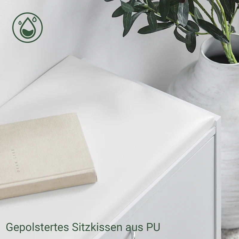 SoBuy | Schuhkipper | Schuhbank mit Schuhregal | Weiß | FSR16-W