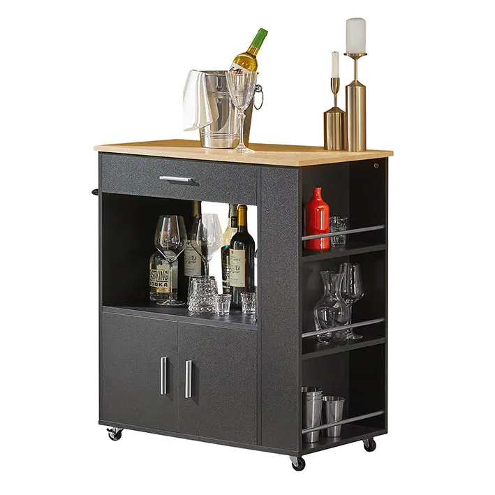 SoBuy Küchenwagen Servierwagen Für Küche, Wohnzimmer, Esszimmer Schwarz 82x88x46cm FKW113-SCH