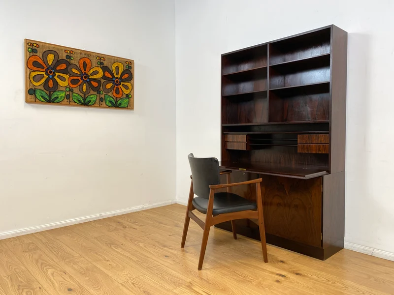 WMK I Stilvoller skandinavischer Mid-Century Designer Schreibschrank by Omann Junior in Palisander