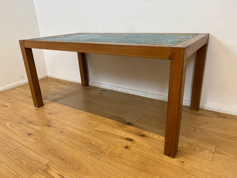 Boatwood by WMK # Einzigartiger 170x88cm großer Esstisch aus altem Bootsholz, ein handgefertigtes Unikat aus massivem Teakholz