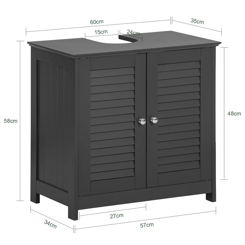 SoBuy | Waschbeckenunterschrank | Badezimmerunterschrank dunkelgrau | FRG237-DG