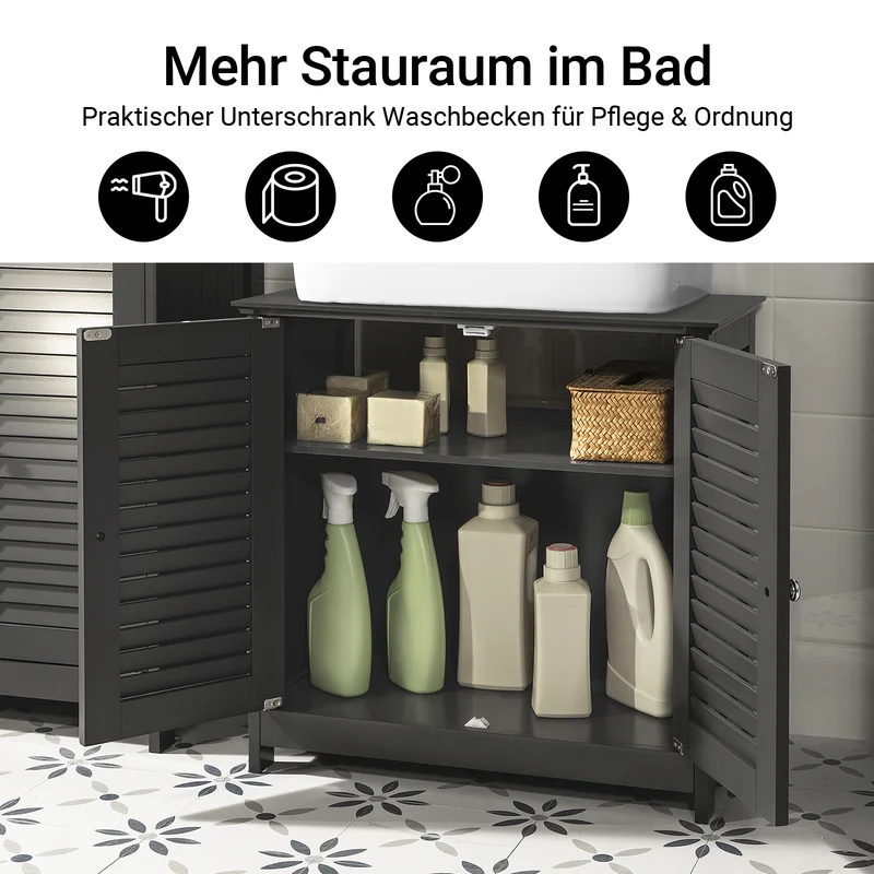 SoBuy | Waschbeckenunterschrank | Badezimmerunterschrank dunkelgrau | FRG237-DG