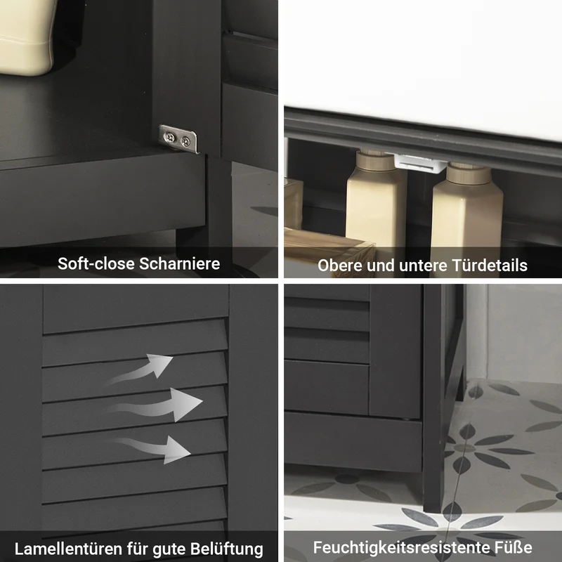 SoBuy | Waschbeckenunterschrank | Badezimmerunterschrank dunkelgrau | FRG237-DG